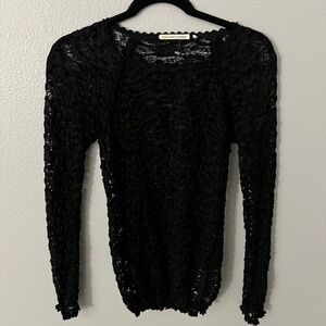 Isabel Marant Elegant Black Lace Long Sleeve Top